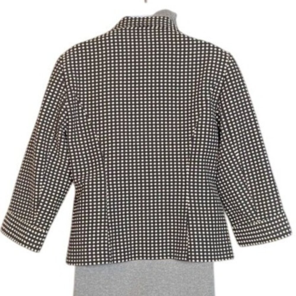 Willi Smith Vintage Womens Tailored Black & Off White Oval Pattern 3/4 Sleeve Bl - Picture 2 of 7